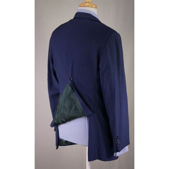 Pal Zileri Current Royal Blue Striped Super 150's Wool 2-Btn Blazer Jacket 40R - Picture 7 of 10